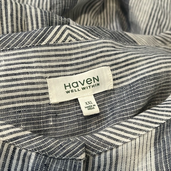 Haven Well Within blue/white stripe 100% linen dress. Size XXL - Picture 8 of 11